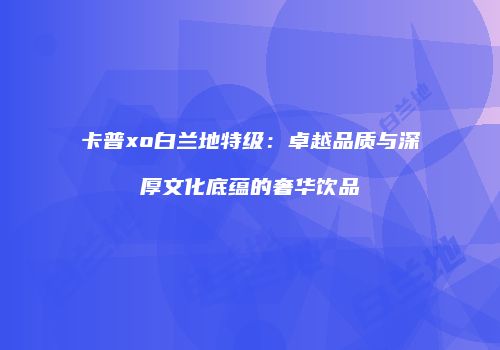 卡普xo白兰地特级：卓越品质与深厚文化底蕴的奢华饮品