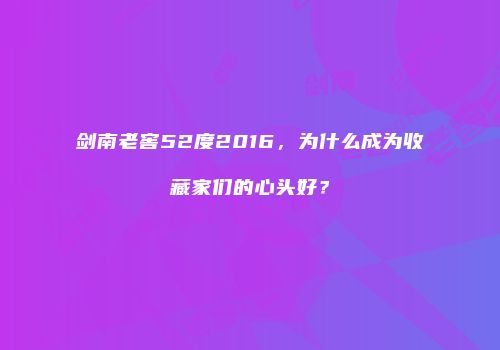 剑南老窖52度2016，为什么成为收藏家们的心头好？