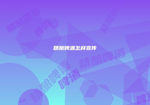 精酿啤酒怎样宣传