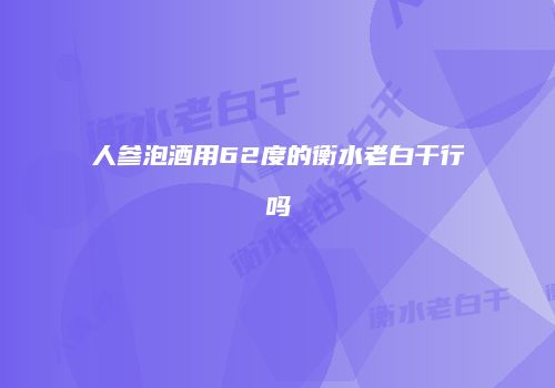 人参泡酒用62度的衡水老白干行吗