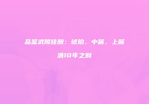 品鉴武陵佳酿：琥珀、中酱、上酱酒10年之别