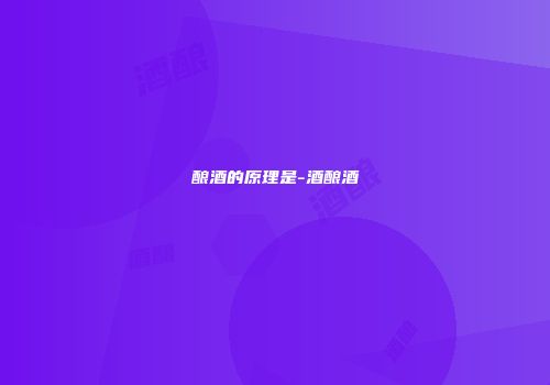 酿酒的原理是-酒酿酒