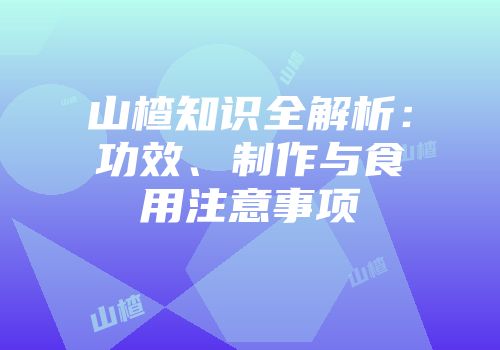山楂知识全解析：功效、制作与食用注意事项