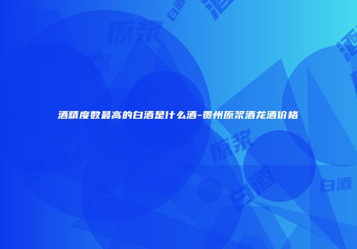 酒精度数最高的白酒是什么酒-贵州原浆酒龙酒价格