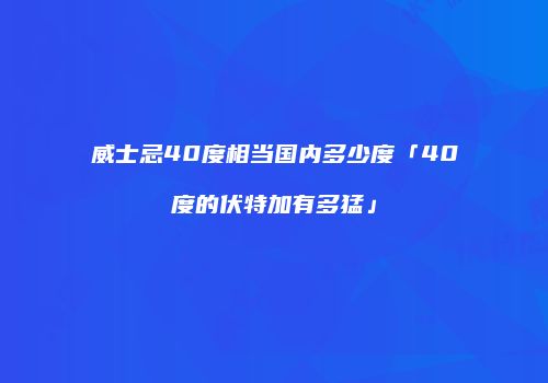 威士忌40度相当国内多少度「40度的伏特加有多猛」