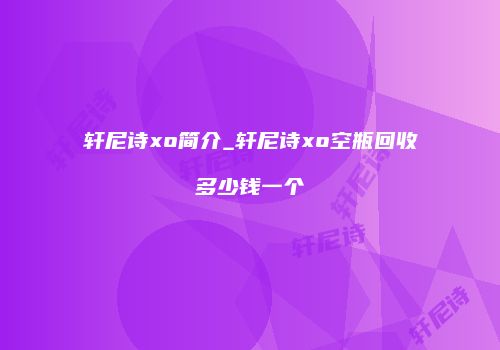 轩尼诗xo简介_轩尼诗xo空瓶回收多少钱一个
