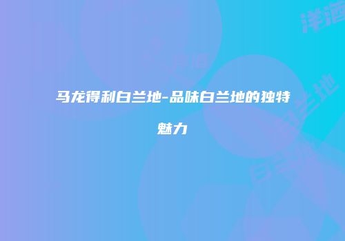 马龙得利白兰地-品味白兰地的独特魅力