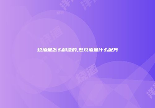 烧酒是怎么酿造的,做烧酒是什么配方