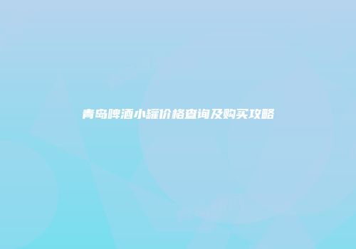 青岛啤酒小罐价格查询及购买攻略