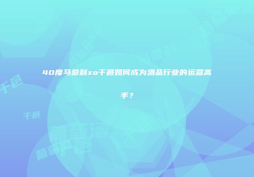 40度马爹利xo干邑如何成为酒品行业的运营高手？