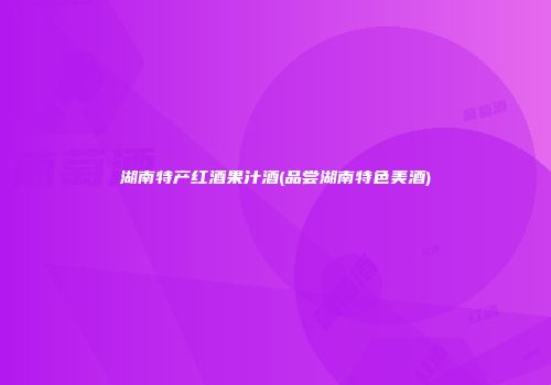 湖南特产红酒果汁酒(品尝湖南特色美酒)