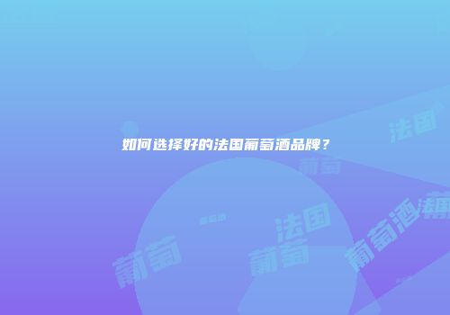 如何选择好的法国葡萄酒品牌？