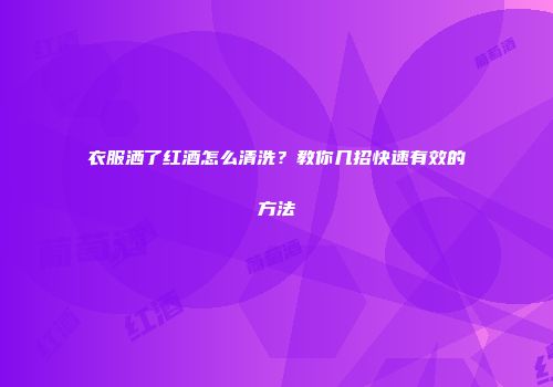 衣服洒了红酒怎么清洗？教你几招快速有效的方法