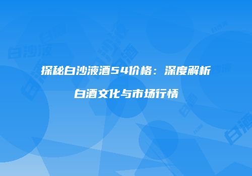探秘白沙液酒54价格：深度解析白酒文化与市场行情