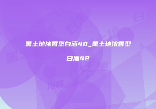 黑土地浓香型白酒40_黑土地浓香型白酒42