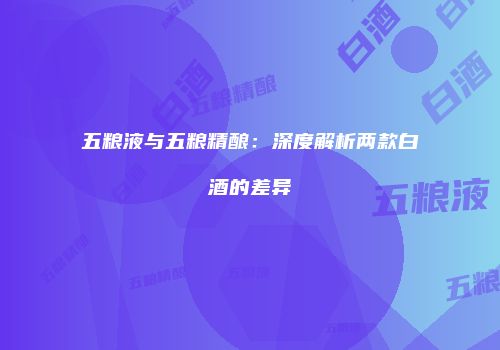 五粮液与五粮精酿：深度解析两款白酒的差异