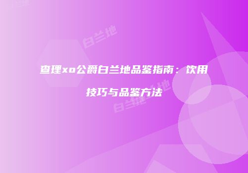 查理xo公爵白兰地品鉴指南：饮用技巧与品鉴方法