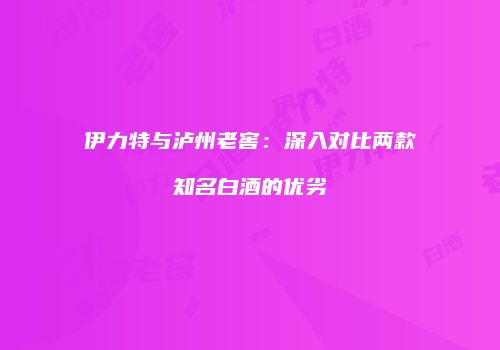 伊力特与泸州老窖：深入对比两款知名白酒的优劣