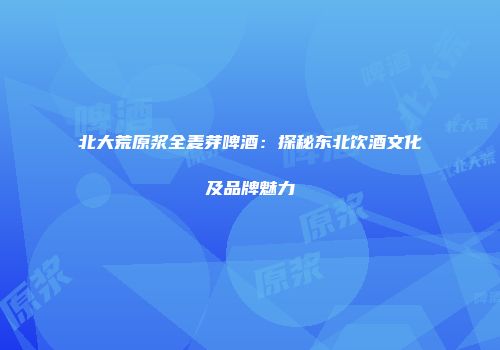 北大荒原浆全麦芽啤酒：探秘东北饮酒文化及品牌魅力