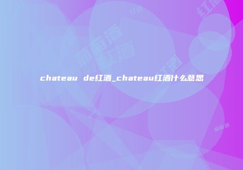 chateau de红酒_chateau红酒什么意思