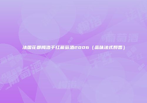 法国花都梅洛干红葡萄酒2006（品味法式醇香）