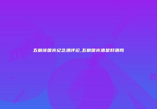 五粮液国宾纪念酒评论,五粮国宾酒是好酒吗