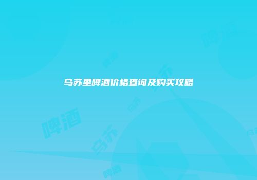 乌苏里啤酒价格查询及购买攻略