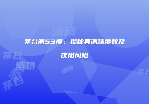 茅台酒53度：揭秘其酒精度数及饮用风险