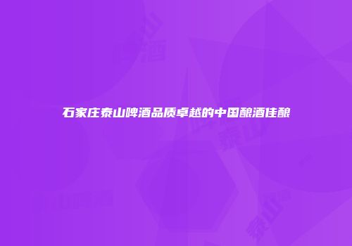 石家庄泰山啤酒品质卓越的中国酿酒佳酿
