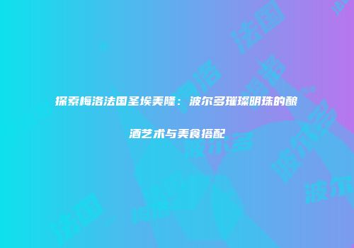 探索梅洛法国圣埃美隆：波尔多璀璨明珠的酿酒艺术与美食搭配