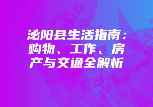 泌阳县生活指南：购物、工作、房产与交通全解析