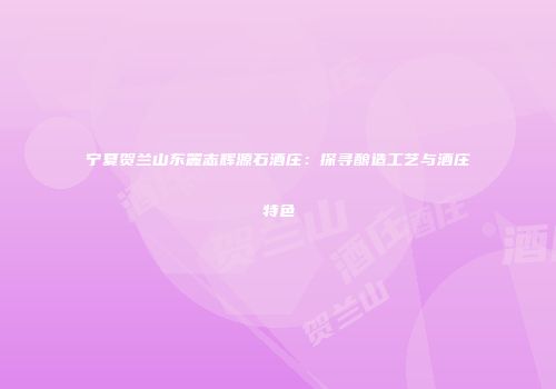 宁夏贺兰山东麓志辉源石酒庄：探寻酿造工艺与酒庄特色