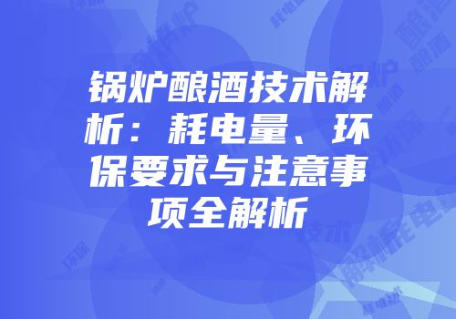 锅炉酿酒技术解析：耗电量、环保要求与注意事项全解析