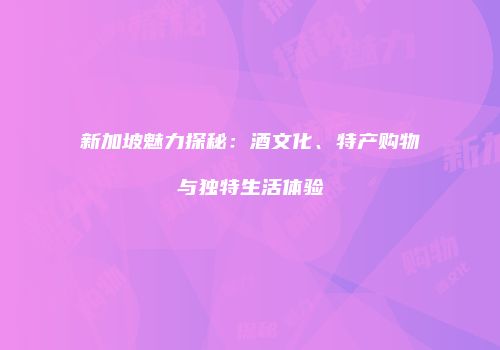 新加坡魅力探秘：酒文化、特产购物与独特生活体验