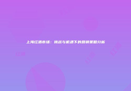 上海红酒市场：挑战与机遇下的营销策略分析