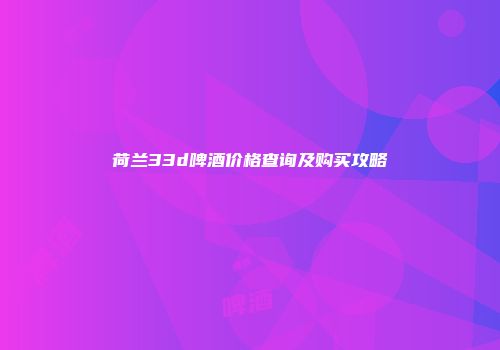 荷兰33d啤酒价格查询及购买攻略