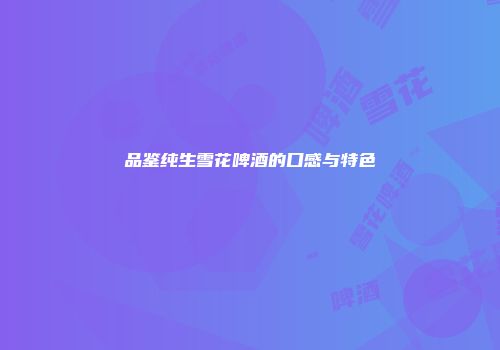 品鉴纯生雪花啤酒的口感与特色