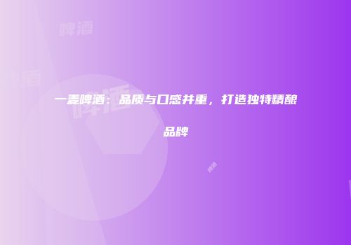 一麦啤酒：品质与口感并重，打造独特精酿品牌