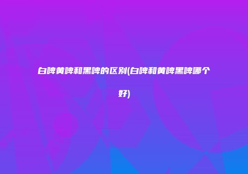 白啤黄啤和黑啤的区别(白啤和黄啤黑啤哪个好)