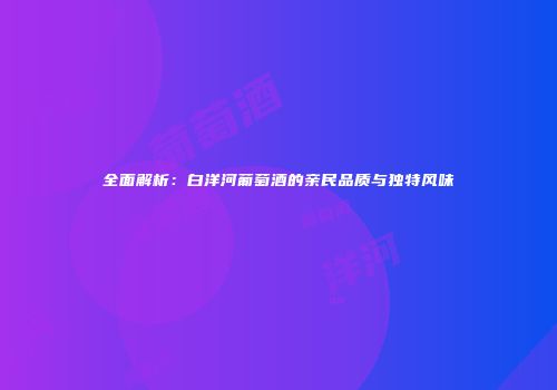 全面解析：白洋河葡萄酒的亲民品质与独特风味