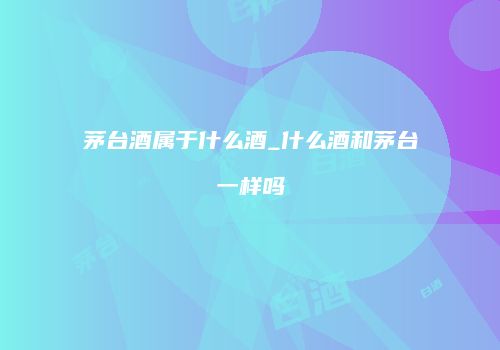 茅台酒属于什么酒_什么酒和茅台一样吗