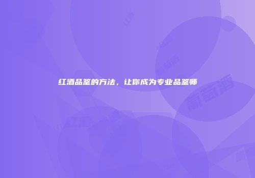 红酒品鉴的方法，让你成为专业品鉴师