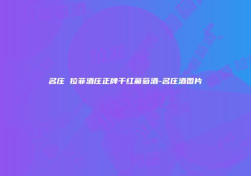 名庄 拉菲酒庄正牌干红葡萄酒-名庄酒图片