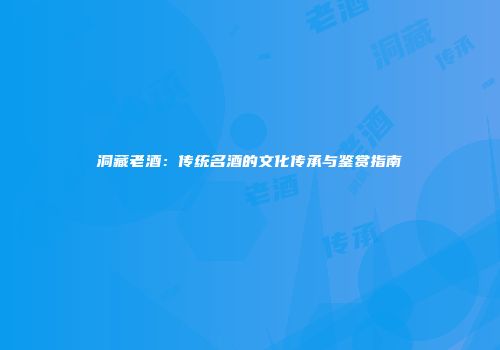 洞藏老酒：传统名酒的文化传承与鉴赏指南