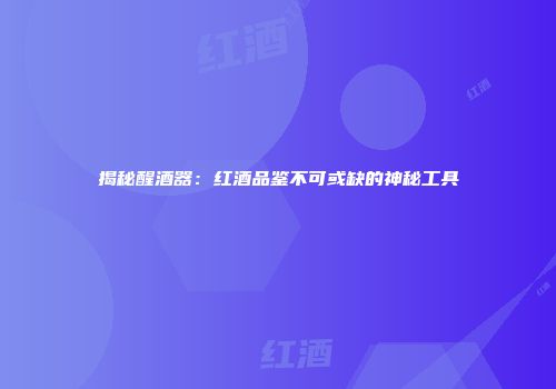 揭秘醒酒器：红酒品鉴不可或缺的神秘工具
