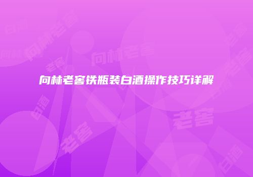 向林老窖铁瓶装白酒操作技巧详解