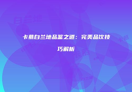 卡慕白兰地品鉴之道：完美品饮技巧解析