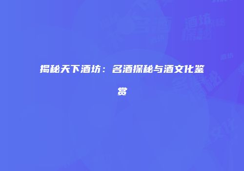 揭秘天下酒坊：名酒探秘与酒文化鉴赏