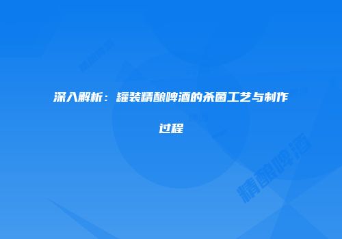深入解析：罐装精酿啤酒的杀菌工艺与制作过程