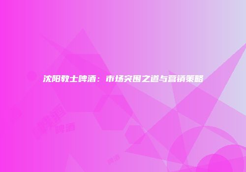 沈阳教士啤酒：市场突围之道与营销策略